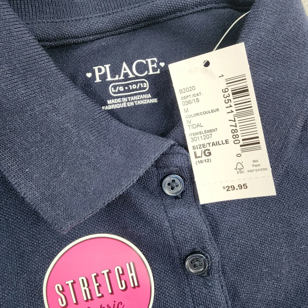 2pc The Children's Place Girls Navy Long Sleeve Polo